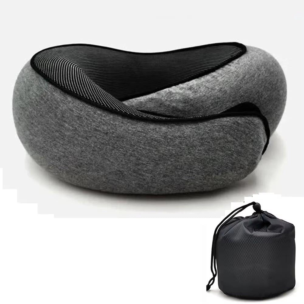 U-Shaped Travel Pillow, Snail Style, Portable with Adjustable Neck Support, Machine Washable, Knit Polypropylene Cover