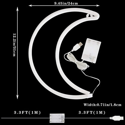LED Blue Moon Neon Light, Cute Neon Moon Sign,Christmas Room Decor Battery or USB Powered 5V Art LED Decorative Lights Night Lights Indoor for Home, Bedroom, Office,Dorm,Party (Blue Moon)