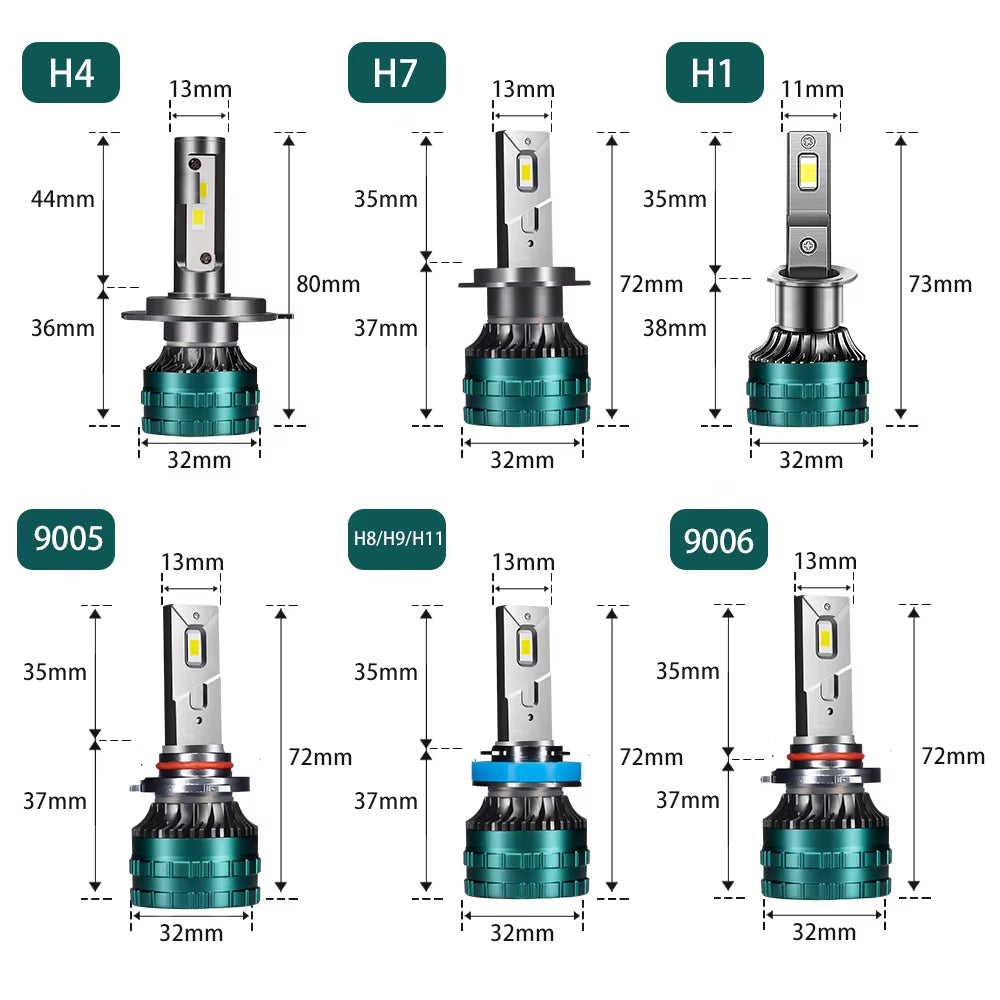 Canbus Car LED Headlight H4 LED H7 LED H8 H9 H11 H1 9005 HB3 9006 HB4 Auto LED Lamp Fog Bulb CSP Chip 300W 30000LM 6000K 12V