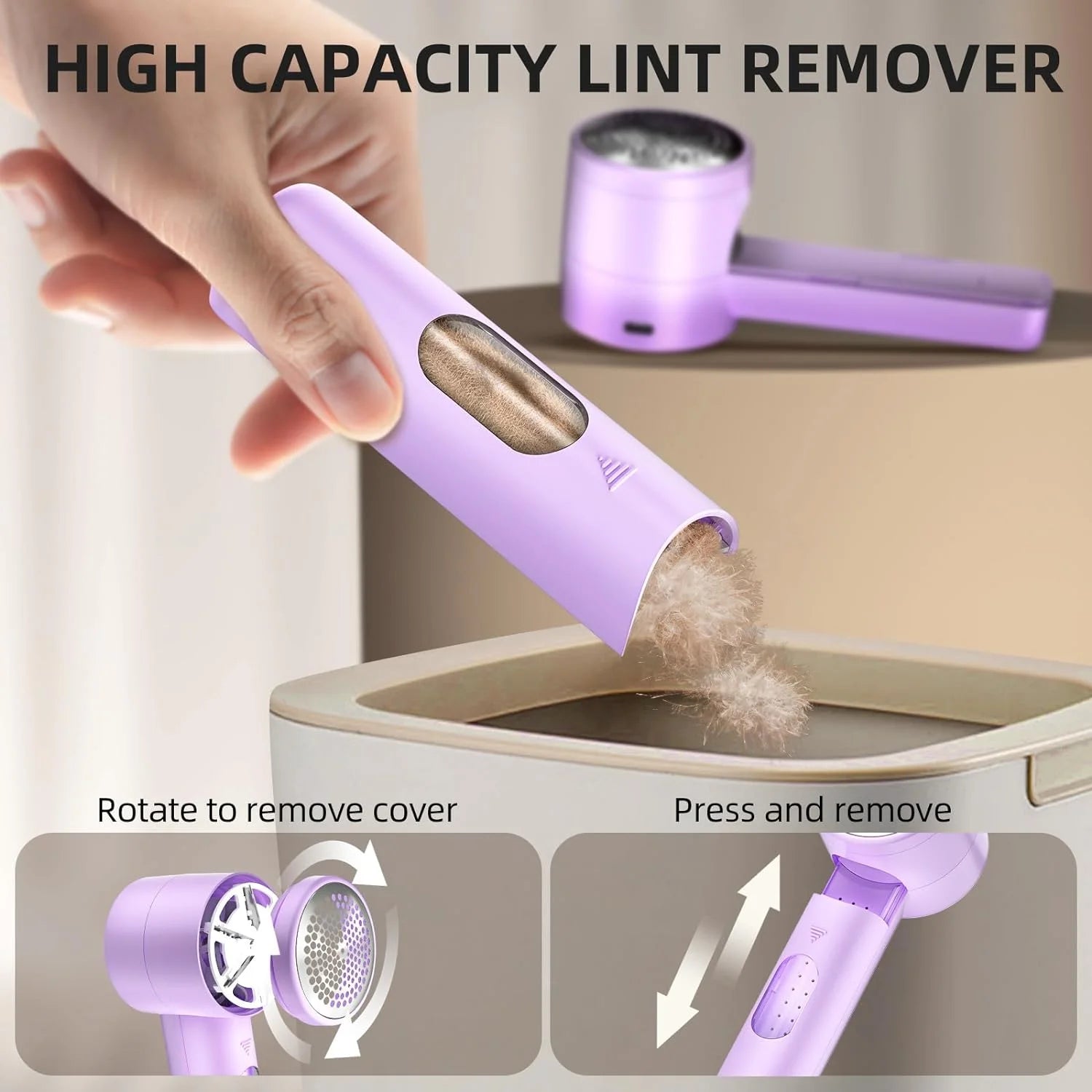 Fabric Shaver, Lint Remover Rechargeable, Electric Portable Sweater Defuzzer with 3 Speeds to Remove Pilling for Clothes, Furniture, Sweater, Couch, Blanket