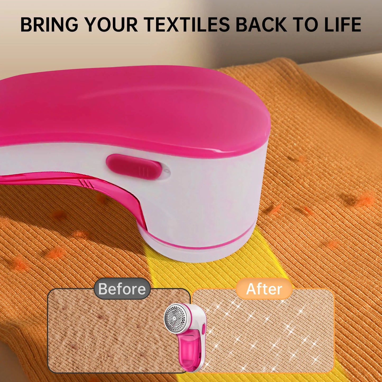 Cordless Fabric Shaver, Rechargeable , Electric Lint Shaver Sweater Defuzzer with 2 Replaceable Stainless Steel Blades, Remove Clothes Fuzz, Pills, Bobbles