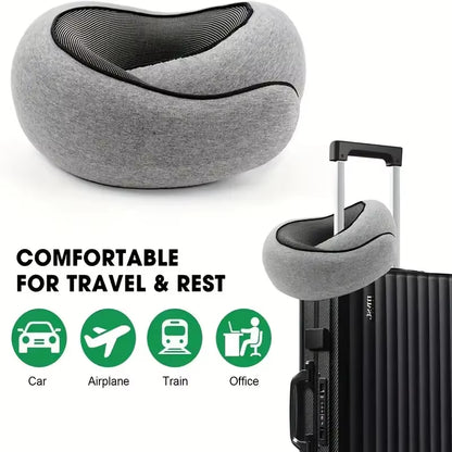 U-Shaped Travel Pillow, Snail Style, Portable with Adjustable Neck Support, Machine Washable, Knit Polypropylene Cover