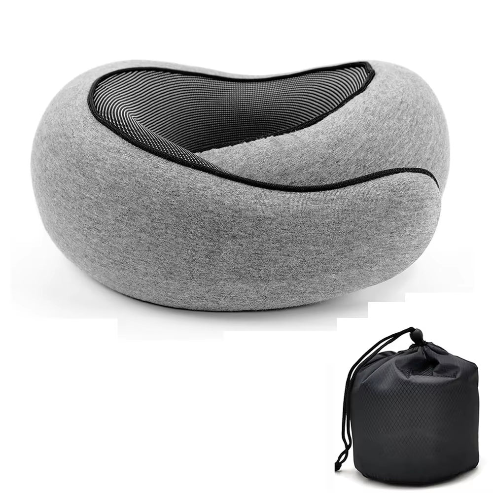 U-Shaped Travel Pillow, Snail Style, Portable with Adjustable Neck Support, Machine Washable, Knit Polypropylene Cover