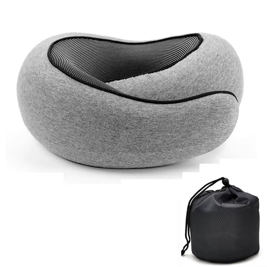 U-Shaped Travel Pillow, Snail Style, Portable with Adjustable Neck Support, Machine Washable, Knit Polypropylene Cover