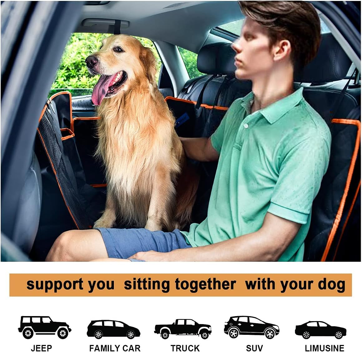 Upgraded 4-In-1 Dog Car Seat Cover Pet Seat Covers for Back Seat, Scratch Proof & Nonslip Backing & Hammock, 900D Heavy Duty Dog Seat Protector for Cars, Trucks and Suvs (Black)