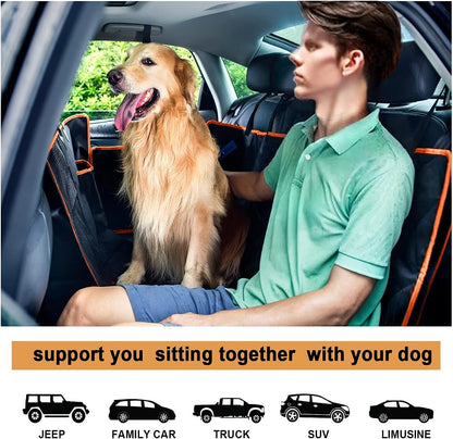 Upgraded 4-In-1 Dog Car Seat Cover Pet Seat Covers for Back Seat, Scratch Proof & Nonslip Backing & Hammock, 900D Heavy Duty Dog Seat Protector for Cars, Trucks and Suvs (Black)